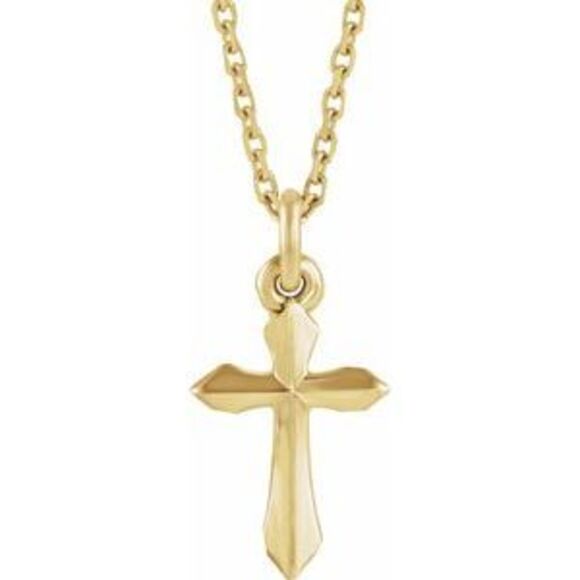14K Yellow Cross 18 Necklace